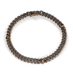 BRACCIALE UOMO IN TITANIO CON TRE MAGLIE IN ORO ROSSO 9 KT INCASSATE CON DIAMANTI BLACK