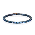 BRACCIALE TENNIS CLASSICO IN TITANIO ANODIZZATO BLU, ORO ROSSO 18 KT E ZAFFIRI BLU SFUMATI DA 5 PUNTI