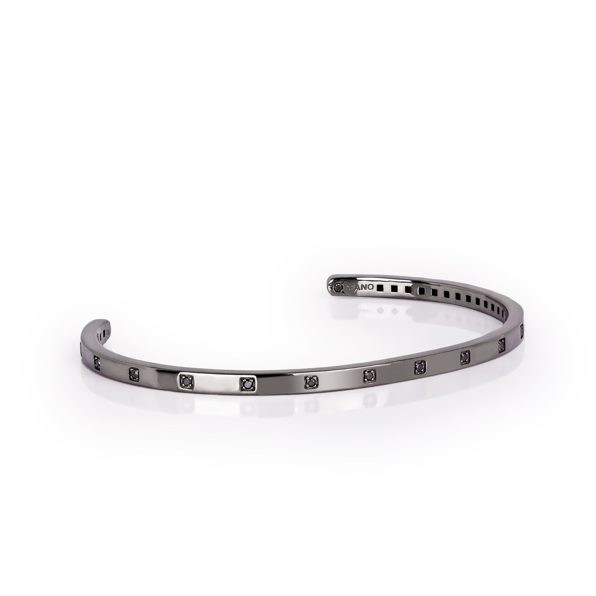 BRACCIALE IN ORO BIANCO 9 KT BRUNITO E 17 DIAMANTI BLACK.