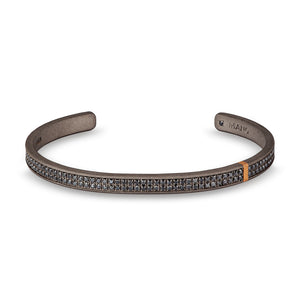 BRACCIALE RIGIDO DA UOMO IN TITANIO CON RIPORTO IN ORO ROSSO E 180 DIAMANTI BLACK.