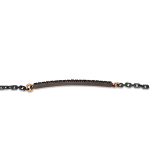 BRACCIALE UOMO CON BARRETTA IN TITANIO, 19 DIAMANTI BLACK, ORO ROSSO 9KT E 18 KT..