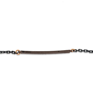 BRACCIALE UOMO CON BARRETTA IN TITANIO, 19 DIAMANTI BLACK, ORO ROSSO 9KT E 18 KT..